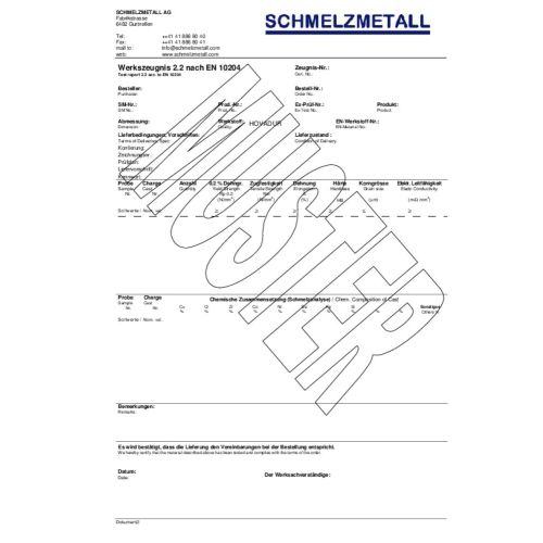 Material Certificado, Diploma