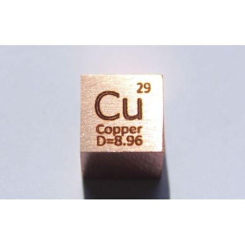 Cubo de metal de cobre Cu 10x10mm pulido 99,95% pureza cube