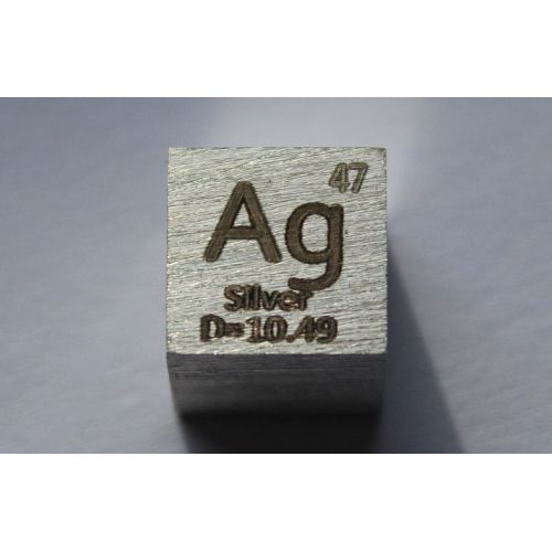 Cubo de plata Ag 10x10mm pulido pureza 99,99